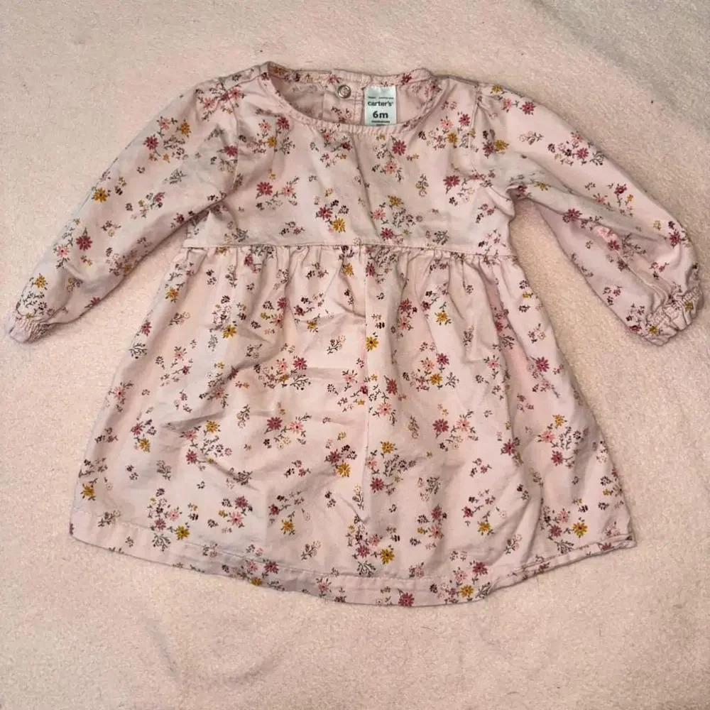 Baby Girl Carter's Pink Floral Dress and Legging Set Size 6M